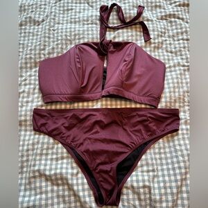 Burgundy Halter Bikini